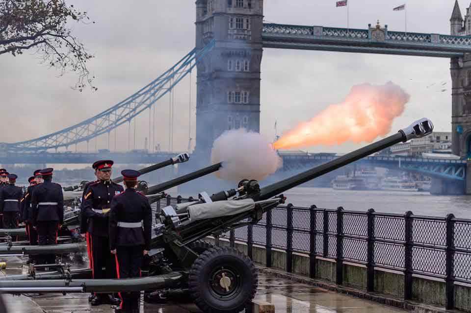Honourable Artillery Company firing a Gun Salute at the Tower of London